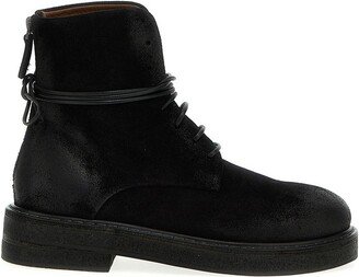 Round-Toe Lace-Up Ankle Boots-AB