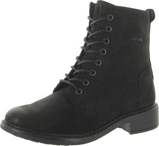 Womens Leather Wool Blend Lined Combat & Lace-up Boots