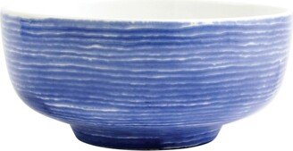 Santorini Stripe Medium Footed Serving Bowl - Blue/white