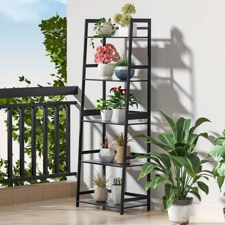 IGEMAN 5 Tier Bookshelf Open Ladder Bookcase for Bedroom, Living Room, Office, Black