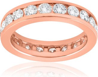 Pompeii3 2 ct Diamond Eternity Ring 14k Rose Gold Channel Set Womens Round Wedding Band