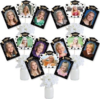 Grad Photo Table Toppers - Goodbye High School, Hello College Graduation Party Picture Centerpiece Sticks 15 Pieces