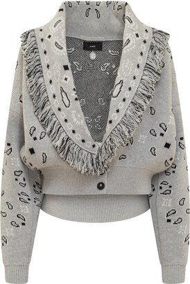 Bandana Jacquard Fringed Cardigan-AA