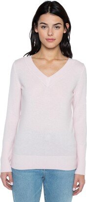 Jennie Liu Women's Petites 100% Pure Cashmere Long Sleeve Ava V Neck Pullover Sweater