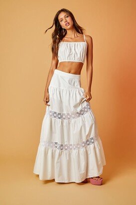 Cropped Cami & Lace Maxi Skirt Set