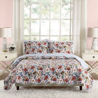 Sea Air Floral Quilt Set, Full - Queen