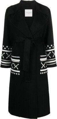 ERMANNO FIRENZE Embroidered-Design Belted Trench Coat