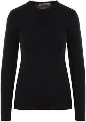 Long-Sleeved Crewneck Knitted Jumper-AE