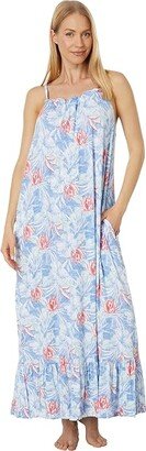 Sleeveless Maxi Gown (Blue Floral) Women's Pajama