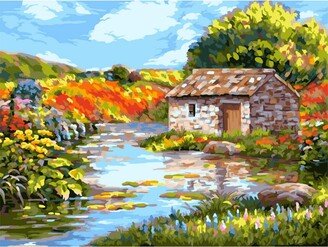 Painting by Numbers Kit Crafting Spark House near the River A134 19.69 x 15.75 in