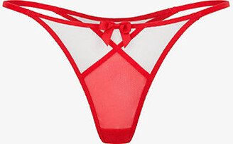 Womens Red Cherise Sheer-panel Mid-rise Mesh Thong