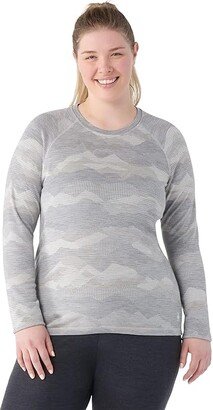 Plus Size Classic Thermal Merino Base Layer Crew (Light Gray Mountain Scape) Women's Clothing