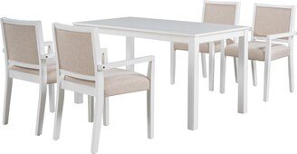 TONWIN 5 Piece Wood Dining Table Set With 4 Arm Upholstered Chairs