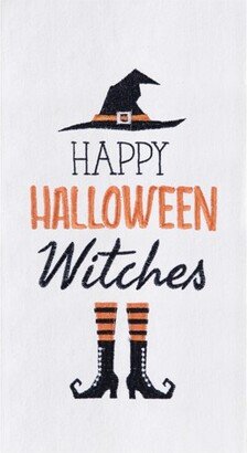 Happy Halloween Witches Cotton Embroidered Flour Sack Kitchen Dishtowel