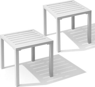 Crestlive Products Outdoor End Table Aluminum Square Patio Side Table - 15.7 L x 15.7 W x 15.9 H