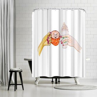 71 x 74 Shower Curtain, Hot Fall Drinks by Alison B