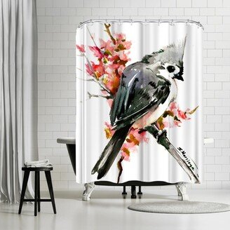 71 x 74 Shower Curtain, Titmouse And Spring Blossom by Suren Nersisyan