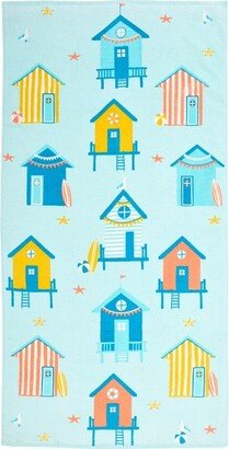 Great Bay Home Cotton Vibrant Prints Quick-Dry Beach Towel (30 x 60, Beach Huts)