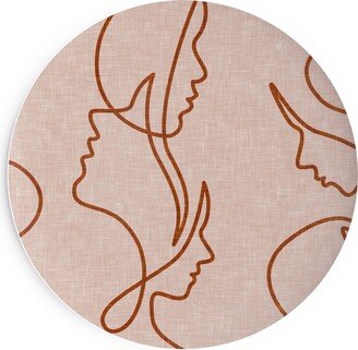 Salad Plates: Aria - Flowing Faces - Blush And Brick Salad Plate, Pink