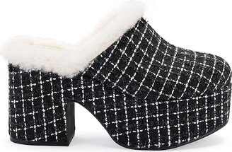 Miso 90MM Shearling-Lined Tweed Platform Clogs