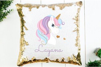 Personalized Sequin Pillow, Gift For Girl, Custom Unicorn Gifts Girls Bedroom Decor Birthday & Christmas Present