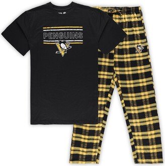 Men's Black, Gold Pittsburgh Penguins Big and Tall T-shirt and Pajama Pants Sleep Set - Black, Gold