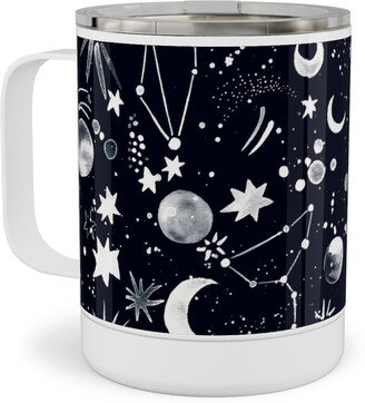 Travel Mugs: Constellations - Black Stainless Steel Mug, 10Oz, Black