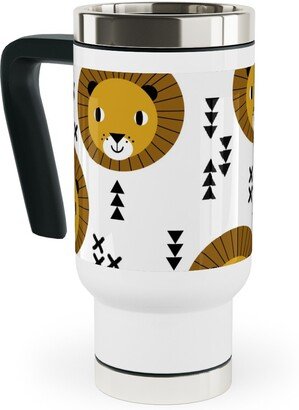 Travel Mugs: Happy Lion Safari Travel Mug With Handle, 17Oz, Brown