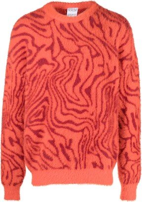 Patterned-Intarsia Fleece Knitted Jumper