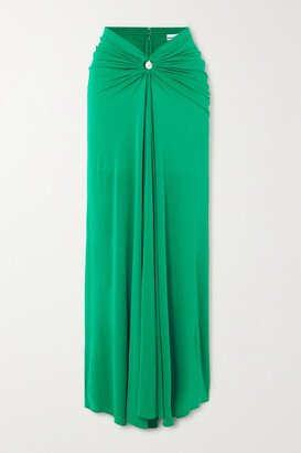 Rabanne - Embellished Gathered Stretch-jersey Maxi Skirt - Green