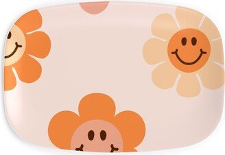 Serving Platters: Smiley Floral - Orange Serving Platter, Orange