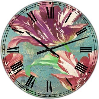 Designart Vintage-Inspired Tulips in Paris Oversized Cottage Wall Clock - 36 x 28 x 1