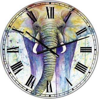 Designart Elephant Colors Oversized Cottage Wall Clock - 36