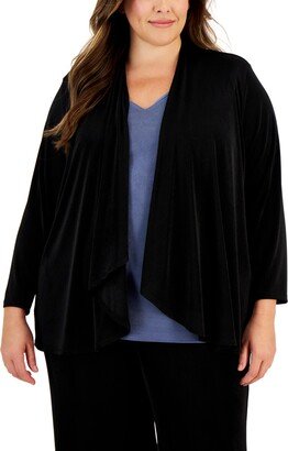Plus Size Open-Front Waterfall Cardigan