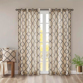 Gracie Mills 1-pc Saratoga Fretwork Print Grommet Top Window Curtain Panel - 50x108