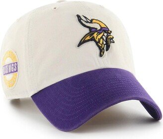 Men's Cream, Purple Minnesota Vikings Sidestep Clean Up Adjustable Hat - Cream, Purple