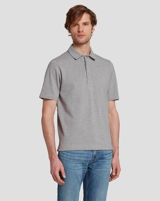 Pique Knit Polo in Heather Grey