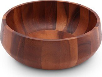 Acacia Wood Serving Bowl for Fruits or Salads Modern Round Shape Style Large Wooden Single Bowl