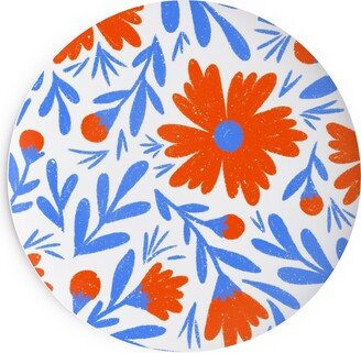 Salad Plates: Floral Drop - Red And Blue Salad Plate, Blue