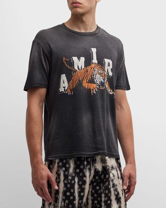 Men's Faded Vintage Tiger Logo T-Shirt