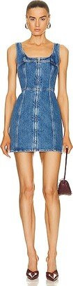 Denim Bustier Zip Dress in Denim-Medium