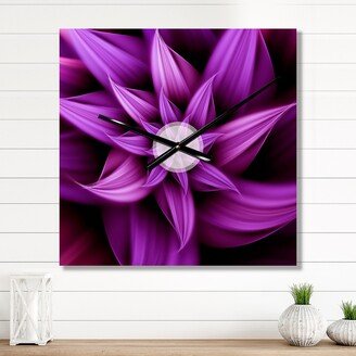 Designart 'Fractal Flower Purple' Oversized Modern Wall CLock