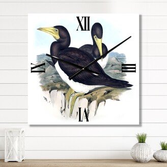 Designart 'Vintage Australian Birds XII' Traditional wall clock