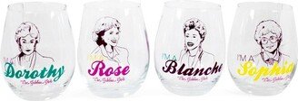 Silver Buffalo The Golden Girls Stemless Wine Glass Collectible Set of 4 | Each Holds 20 Ounces