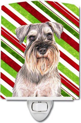 Candy Cane Holiday Christmas Schnauzer Ceramic Night Light