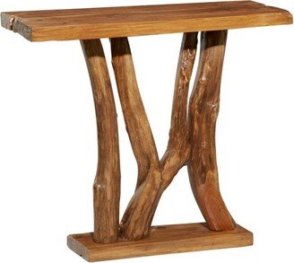 Contemporary Teak Wood Console Table Brown - Olivia & May