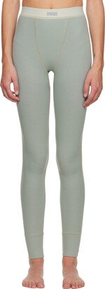 Green Cotton Rib Leggings