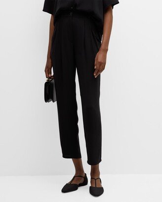 Petite Pleated Georgette Crepe Ankle Pants