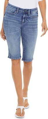 Petites Rockie Womens Bermuda 13 Inseam Denim Shorts