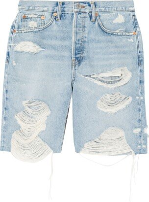 Ripped Denim Bermuda Shorts